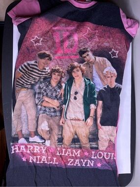 1D Black and Pink One Direction Kids Short Sleeve Graphic Tee